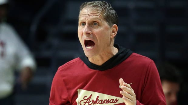 Razorbacks coach Eric Musselman on sidelines against Ole Miss